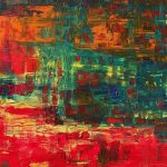 Rot-Grün, Abstraktes Gemälde 70/80 cm, Acryl, Armin Hille