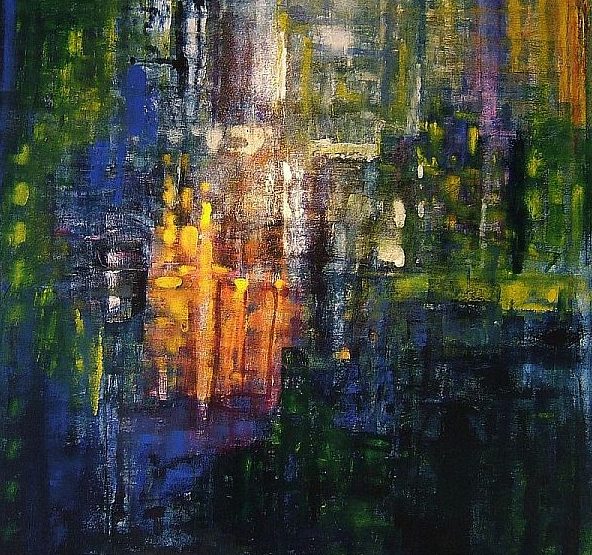 Abstraktes Öl-Gemälde 80/80 cm. Armin Hille