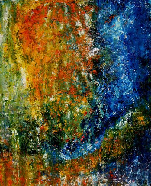 No. 34: Öl auf Leinwand, 70/80 cm. Abstraktes Gemälde